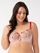 Romantic big cup bra, embroidery, colorful flowers, C to J-cup